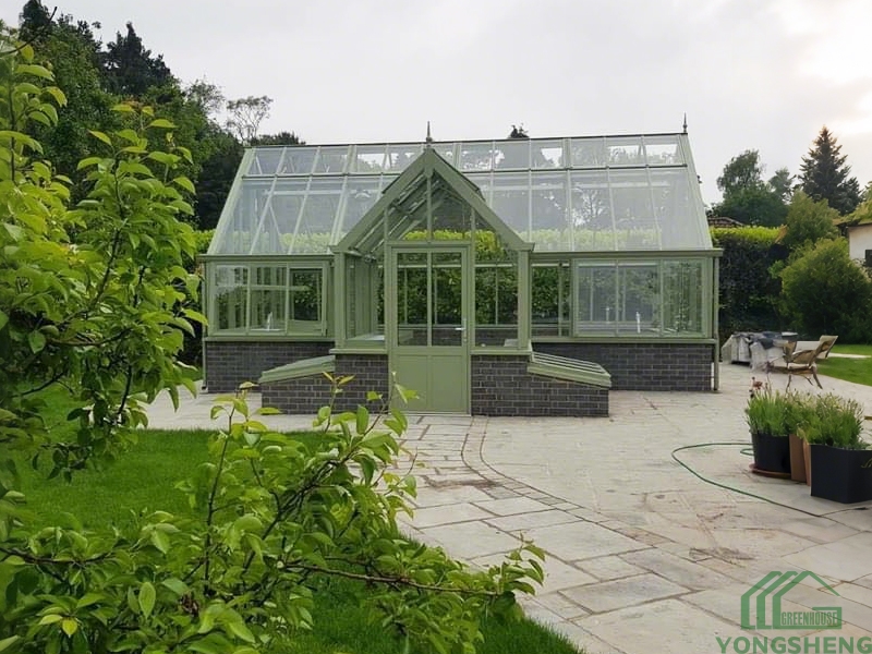 outdoor garden metal glass greenhouse